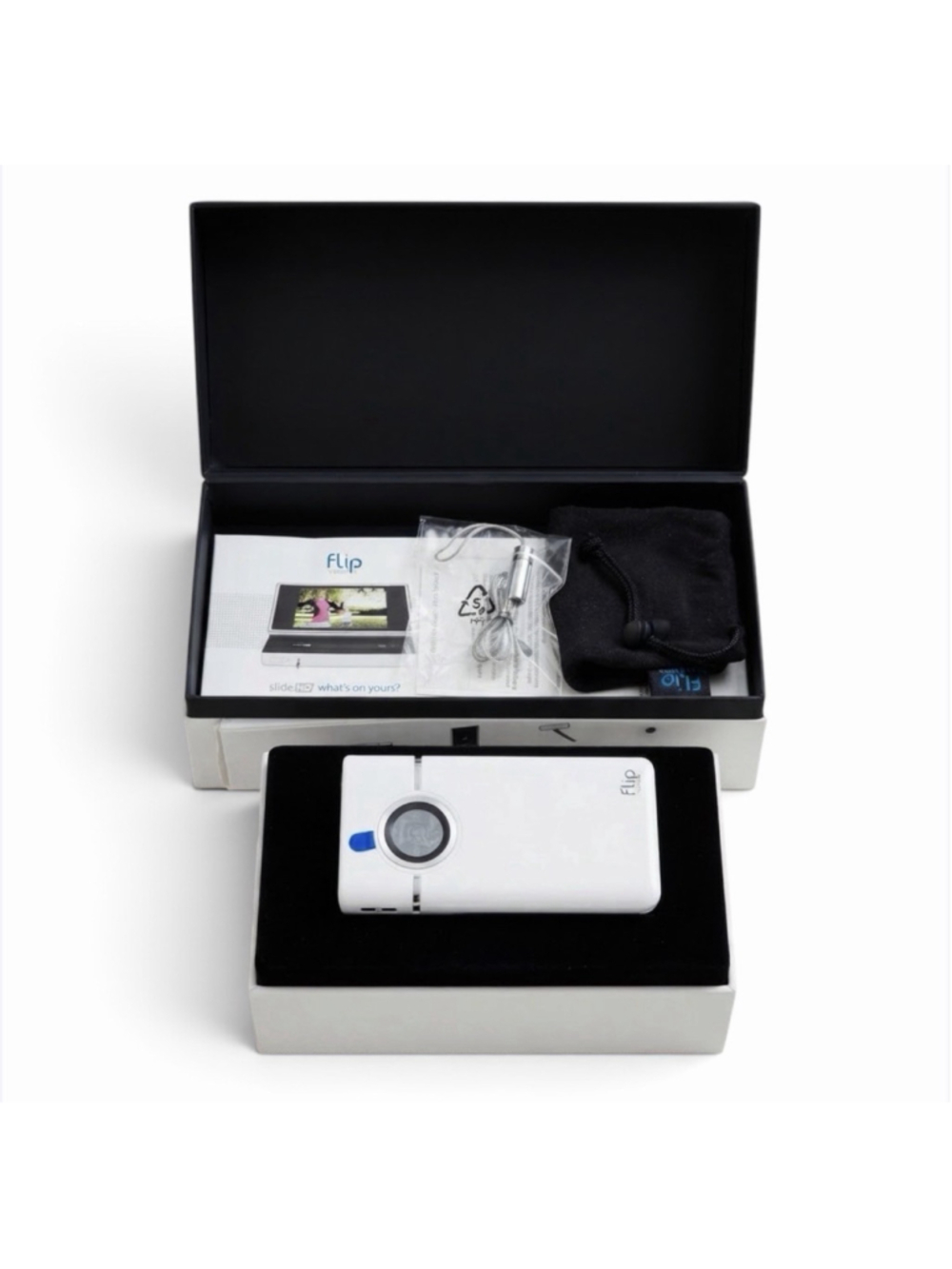 Cisco Flip Video SlideHD 16GB Camcorder White Silver S1240W New OpenBox Complete